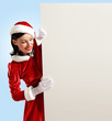 santa girl with a blank banner