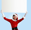 santa girl with a blank banner