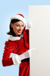 santa girl with a blank banner