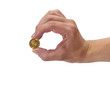 Woman holding coin Ducat