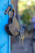 retro lock on the blue door