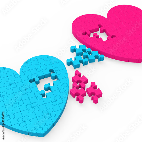 Illustration: Two 3D Hearts Showing Romantic Gestures Two 3D Hearts Showing Romantic Gestures