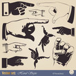 Vettoriale: hands - pointing gesture in different styles hands - pointing gesture in different styles