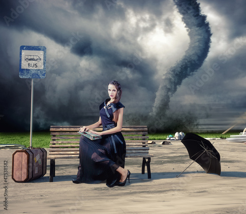 Photo: woman and tornado woman and tornado