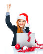Successful smile christmas business woman, isolated on white