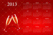 Vector: Vector red calendar 2013 with champagne Vector red calendar 2013 with champagne