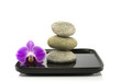 stones and orchid in balance