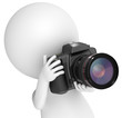 3D little human character The Photographer with a SLR Camera.