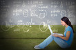 Young woman with laptop computer.