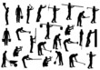 Vector: Illustration of black workers isolated on white background Illustration of black workers isolated on white background