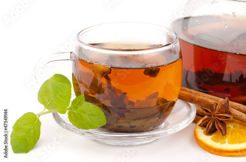 Photo: Cup of tea isolated on white Cup of tea isolated on white