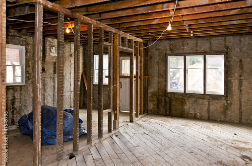 Photo: Home interior gutted for renovation Home interior gutted for renovation