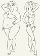 Fat and thin woman, vector illustration