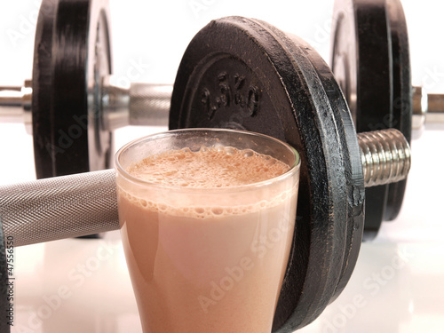 Photo: Fitness drink with heavy weights Fitness drink with heavy weights