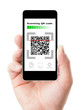 Smartphone in hand scanning QR code