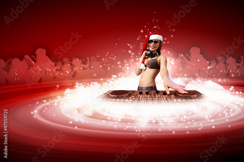 Photo: Female dj in christmas wear Female dj in christmas wear