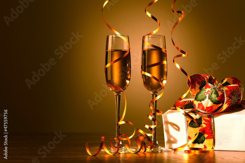 Photo: Glasses of champagne at new year party Glasses of champagne at new year party