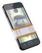 Money in black mobile phone