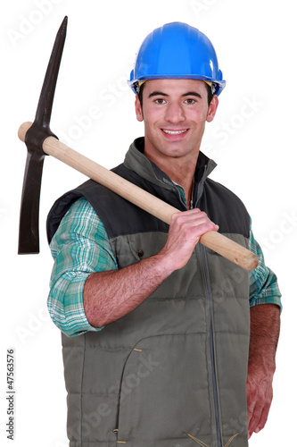 Photo: Man in blue hard hat Man in blue hard hat