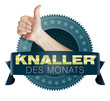 Button blau türkis knaller des monats