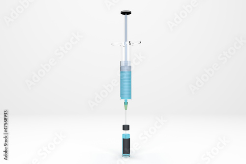 Illustration: syringe gathers a vaccine from an ampoule 3d concept syringe gathers a vaccine from an ampoule 3d concept