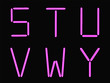 S,T,U,V,W,Y alphabet pink neon