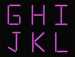 G,H,I,J,K,L alphabet pink neon
