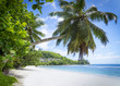 White coral beach sand and azure indian ocean.