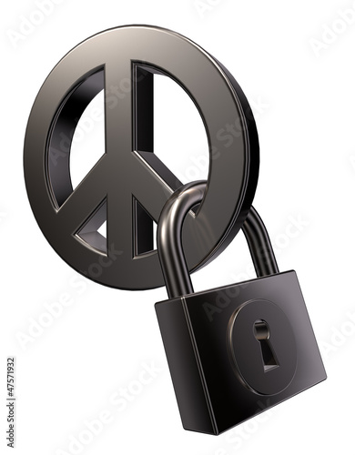 Illustration: peace-symbol und vorhängeschloss peace-symbol und vorhängeschloss