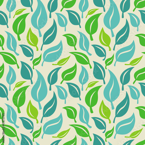 Vector: Vector seamless background with green and blue leaves Vector seamless background with green and blue leaves