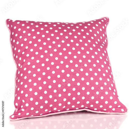 Photo: Pink pillow isolated on white Pink pillow isolated on white