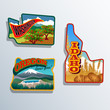 United States Outines Washington Oregon, Idaho retro artwork