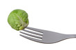 brussel sprout on a fork