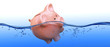 Piggy bank floating in water