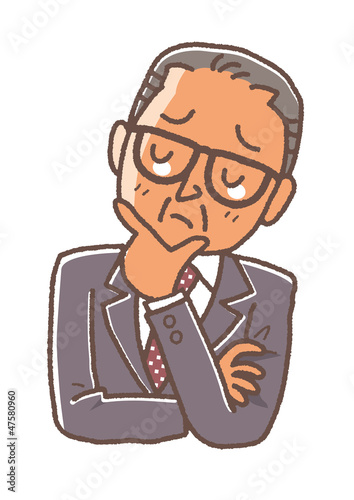 Illustration: 考え込んでいる男性 考え込んでいる男性