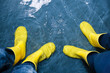 rubber boots in the water
