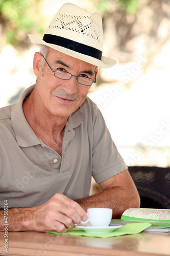Photo: Senior man with an expresso Senior man with an expresso