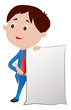 Man with a Blank Sign Board or paper, illustration