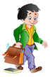 Boy with a School Bag, illustration