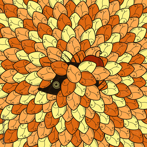 Illustration: hedgehog in leaves, illustration hedgehog in leaves, illustration