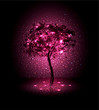 vector, black background with a luminous, hand-painted wood