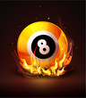 Vector burning billiard ball on a dark background