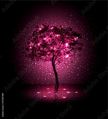 Vector: vector, black background with a luminous, hand-painted wood vector, black background with a luminous, hand-painted wood
