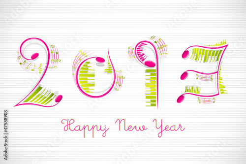 Vector: vector illustration of musical Happy New Year with music notes vector illustration of musical Happy New Year with music notes