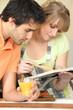 Couple with cook book