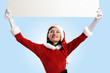 santa girl with a blank banner