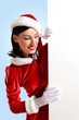 santa girl with a blank banner