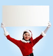 santa girl with a blank banner