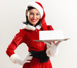 santa girl with a blank banner