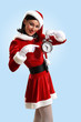 christmas girl in santa hat